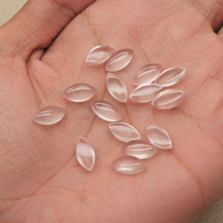 NATURAL ROSE QUARTZ MARQUISE CABOCHON SIZE 6x12 mm | BATU PERMATA NATURAL ROSE QUARTZ | BATU ROSE QU