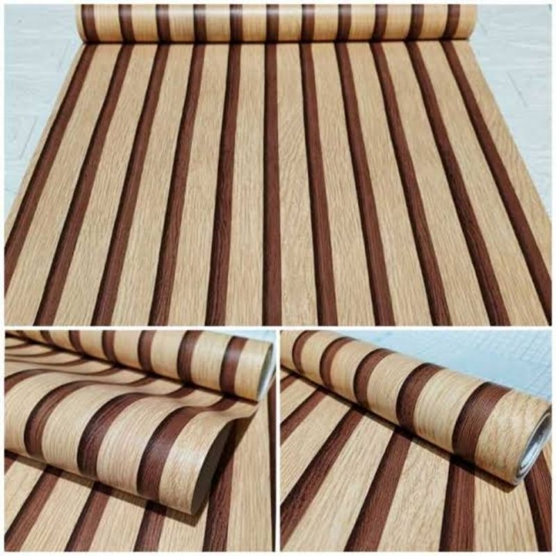 Wallpaper Stiker Dinding Motif Dan Karakter Premium Size 45cm X 8M Salur Coklat CY1094 / GH281 GH