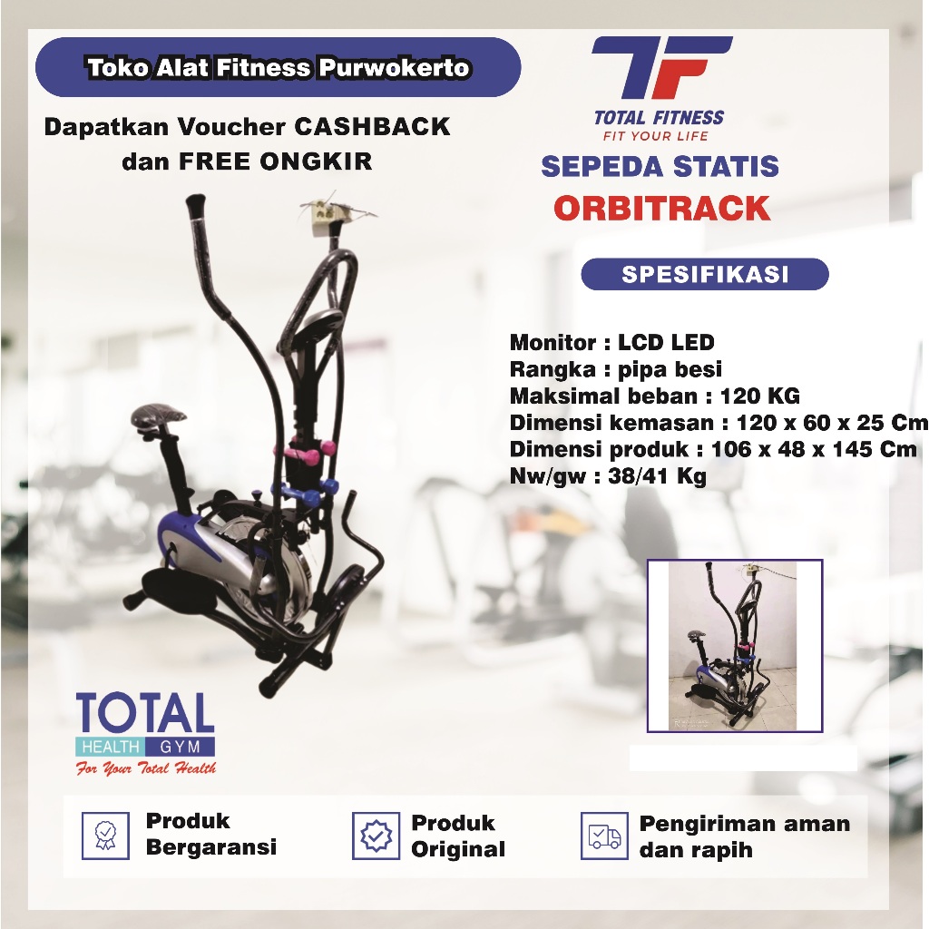 Sepeda Statis Total Fitness Orbitrack Plat Alat Olahraga Rumahan
