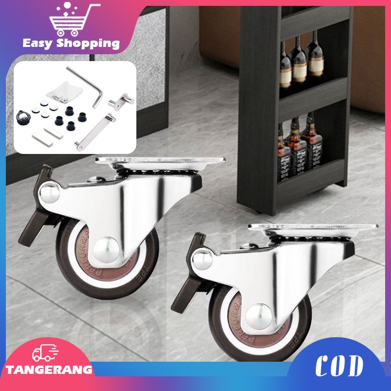 1set Engsel Meja Putar Engsel Meja Lipat 180 Derajat Roda Swivel Tarik Dorong