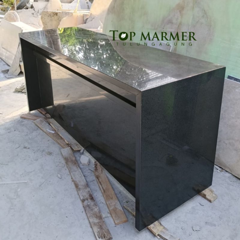 Meja kantor batu granit hitam glossy
