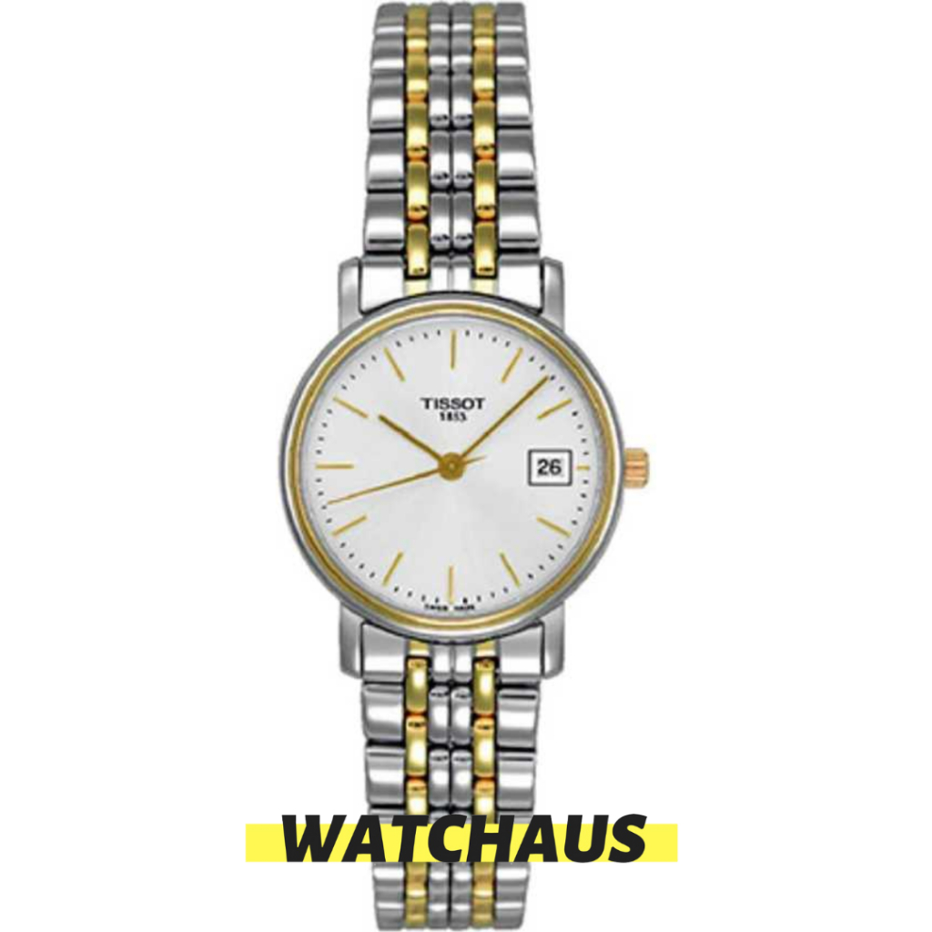 JAM TANGAN WANITA TISSOT T52.2.281.31 T52228131 DESIRE ANALOG SILVER GOLD COMBI STAINLESS STRAP