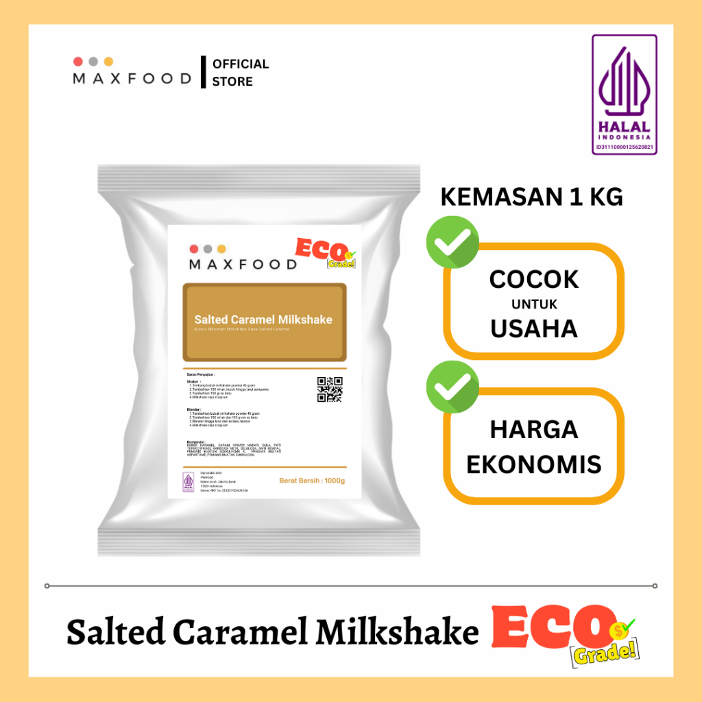 

MAXFOOD - [ECO] Salted Caramel Milkshake Powder / Minuman Bubuk Rasa Karamel Milkshake Ekonomis 1 KG