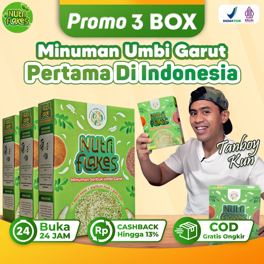 

Nutriflakes Paket 3 Box - Sereal Sehat Umbi Garut Solusi Untuk Atasi Masalah Lambung