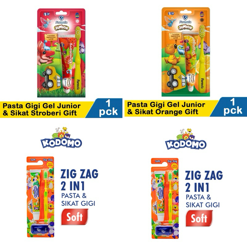 Kodomo| Formula pasta gigi dan sikat gigi anak 2 in 1 free mainan