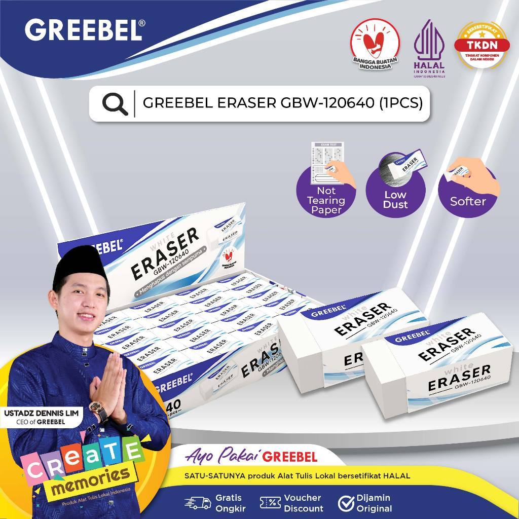 

GREEBEL ERASER GBW-120640 S(1PCS)/Penghapus Kecil Putih /Setip/hapusan gk berdebu/gk mudah Patah