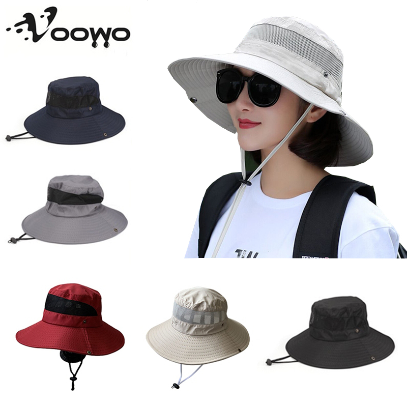 Voowo Topi nelayan pantai pria dan wanita topi nelayan kerai topi pancing perlindungan UV topi panta