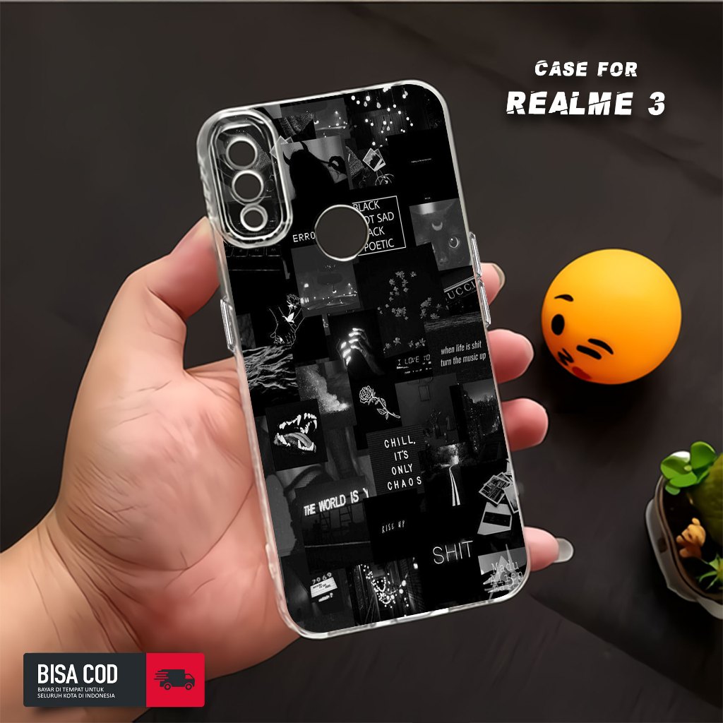 Case REALME 3 - Casing REALME 3 Motif AESTHETIC - Softcase Premium Fourside - Bening Transparant - S