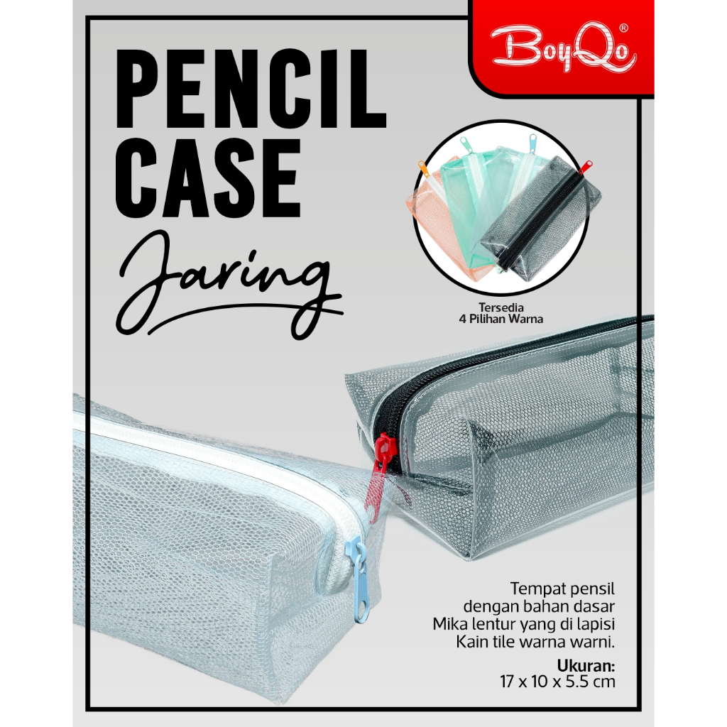 

BoyQo Pensil Case dengan Mika dan Jaring | Tempat Pensil Mika dan Jaring Unik