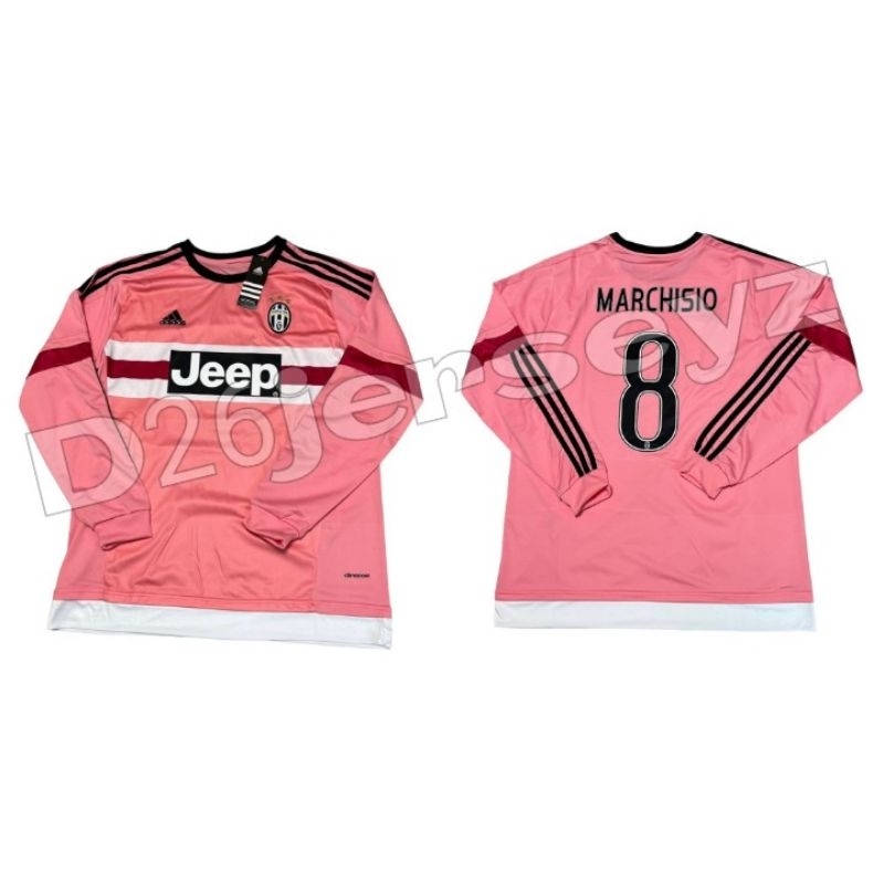 Jersey JuventusS_ Away 2015 / 2016 LONG SLEEVE Lengan Panjang + Nameset MARCHISIO 8 / Custom + Patch