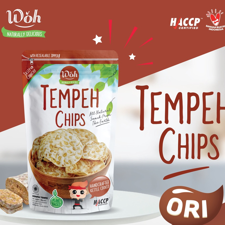 

Woh Keripik Tempe Original (Tempeh Chips), Cemilan Tempe, Snack Tempe, Cemilan Sehat Alami - 50gr