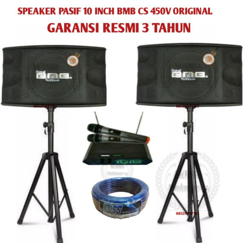 Speaker Pasif BMB CS450V 10 Inch Original Komplit Mic Wireless Shure Dan Stand Kaki Tripod