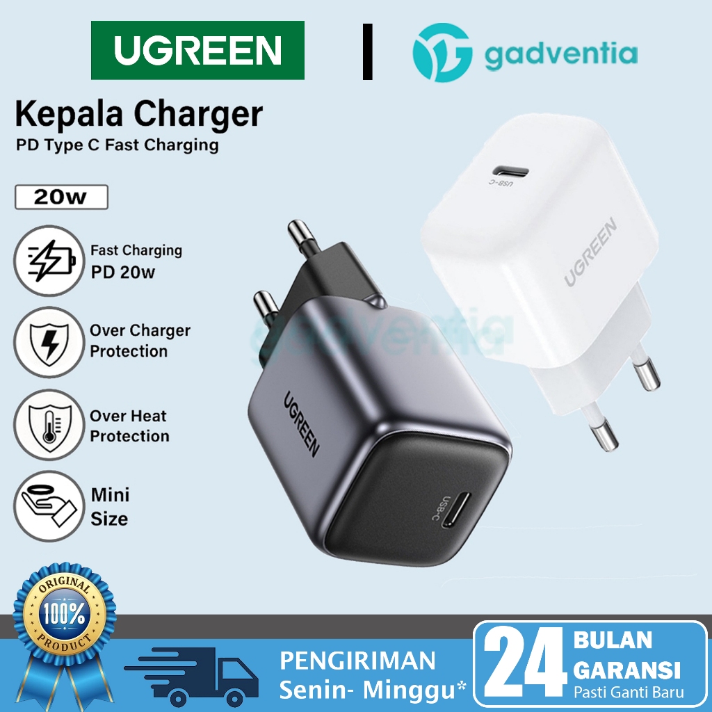 UGREEN Kepala Charger Untuk iPhone 11 12 13 14 15 Pro Max iPad Air Pro Samsung S21 S22 S23 S24 Galax