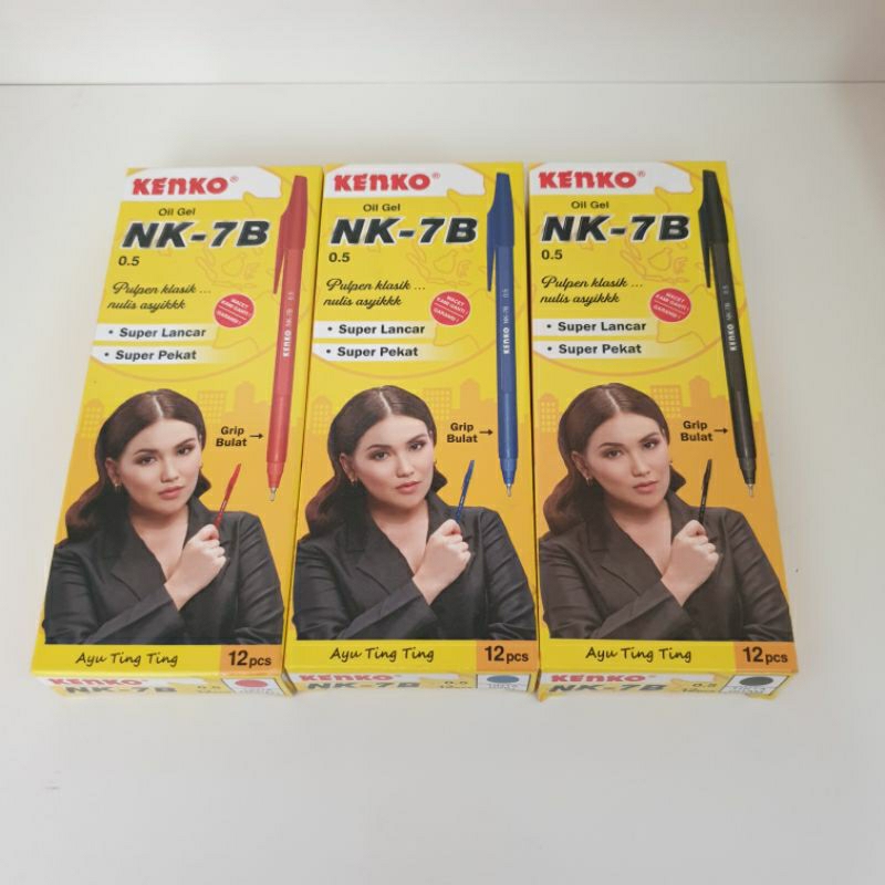 

Pulpen Pen Pena Ballpoint Kenko NK 7B 0.5 mm Hitam Biru Merah Satuan