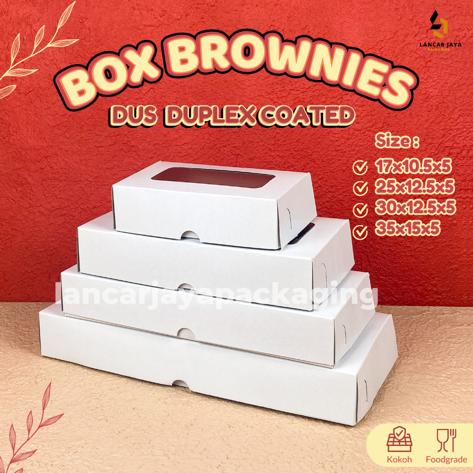 

Dus Brownies Putih Kotak Kemasan Kue Snack Roti Jajan Duplex 17x10.5x5 25x12.5x5 30x12.5 35x15x5 cm