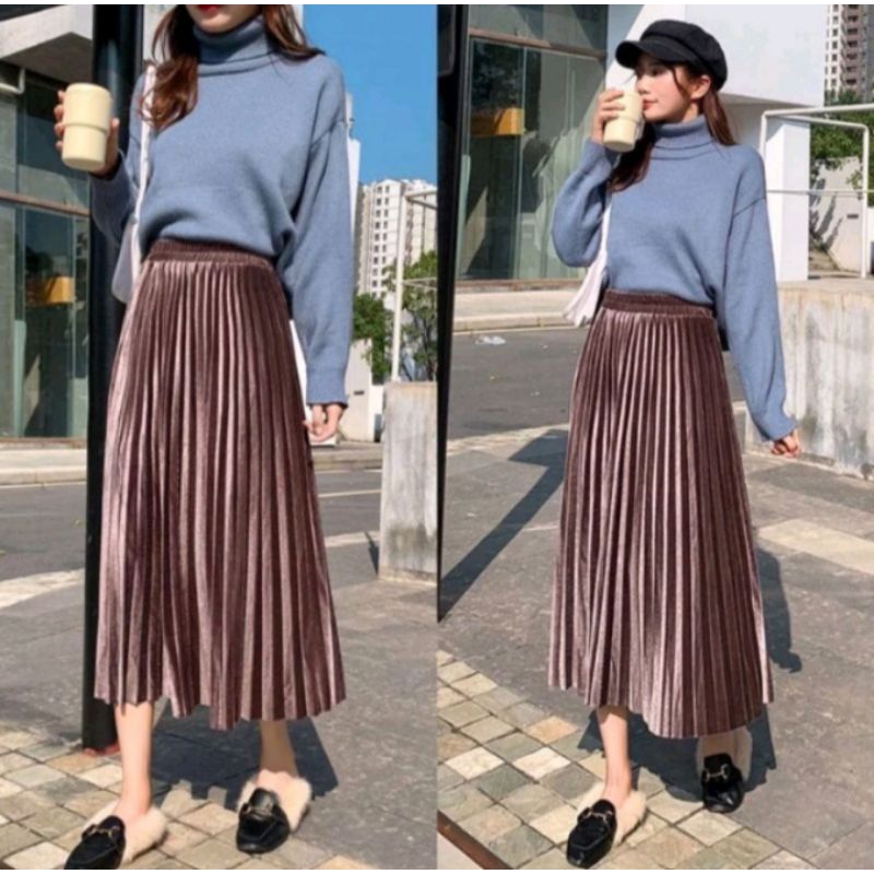 ROK PLISKET BLUDRU 7/8 / ROK PLISKET VELVET PREMIUM IMPORT / ROK PLISKET BLUDRU IMPORT / ROK PLISKET