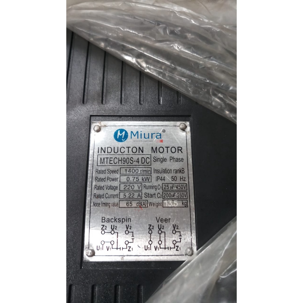 ELEKTROMOTOR MIURA 1 HP 1400RPM 1PHASE MTECH 90S-4DC