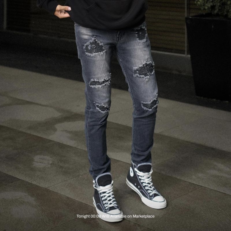 WEIRD JEANS Oakland Grey - Celana Jeans Denim Pria Skinny Fit Stretch