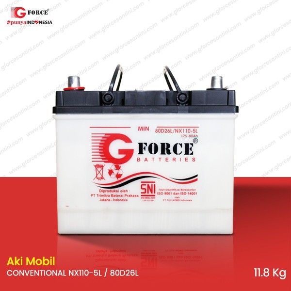 G Force Aki Mobil Conventional NX110-5L/80D26L 80AH 12V