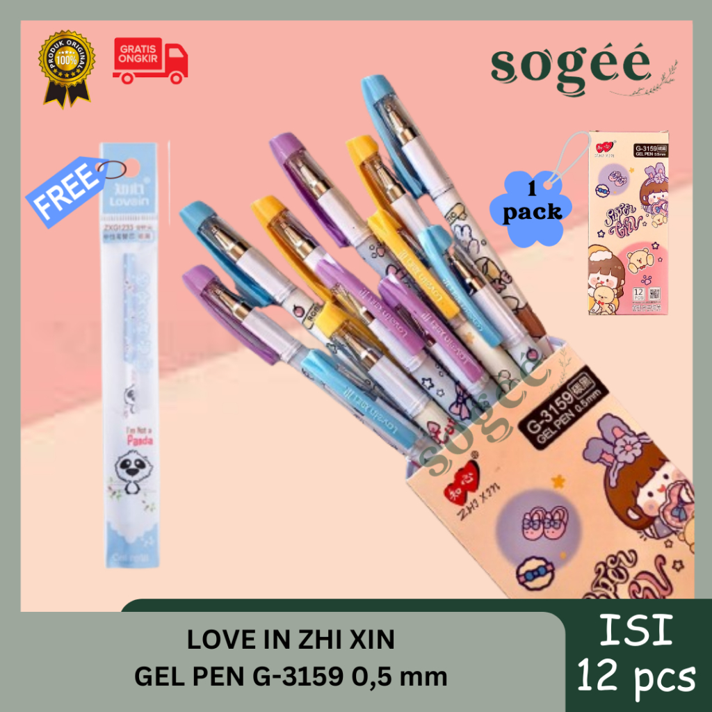 

Sogee ☘️ Pulpen ZHI XIN Lovein Gel Pen - Murah Pack/box
