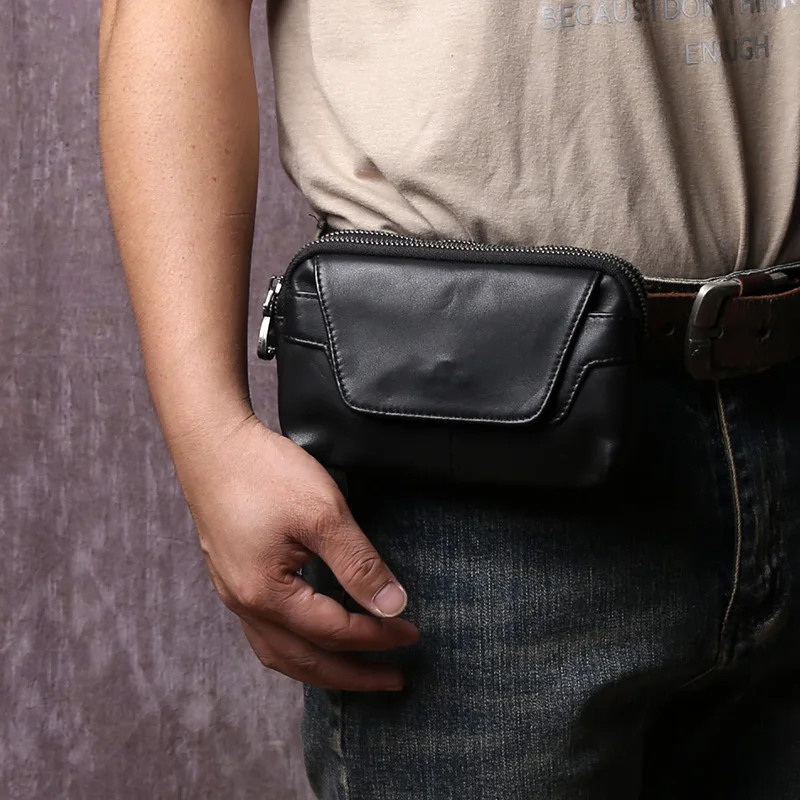 Tas Pinggang Pria Terbaru Kulit Asli Original - Tas Sabuk Mini Kulit Sapi Asli Premium - Tas Pinggan