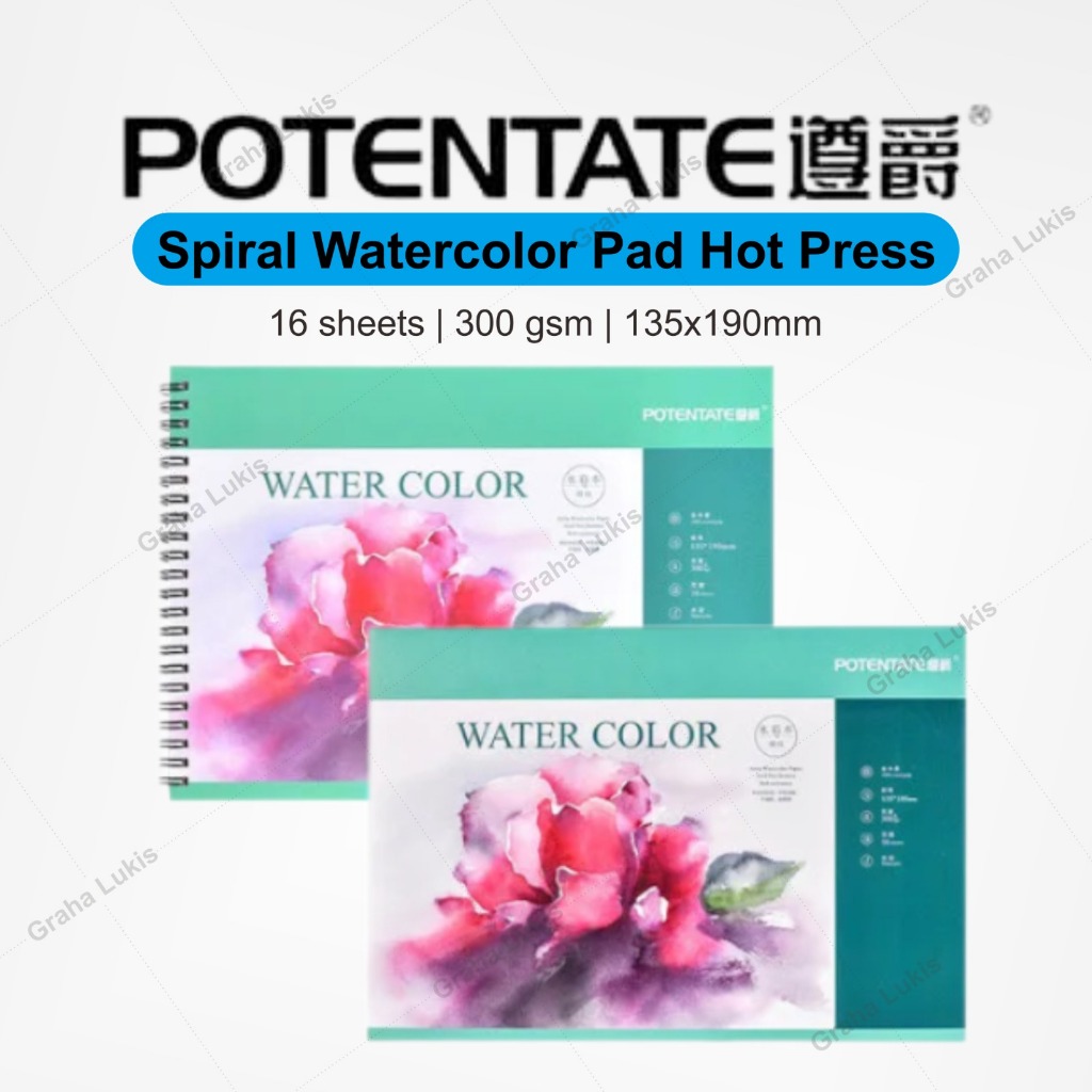 

POTENTATE SPIRAL WATERCOLOR PAD 135X190MM HOT PRESS