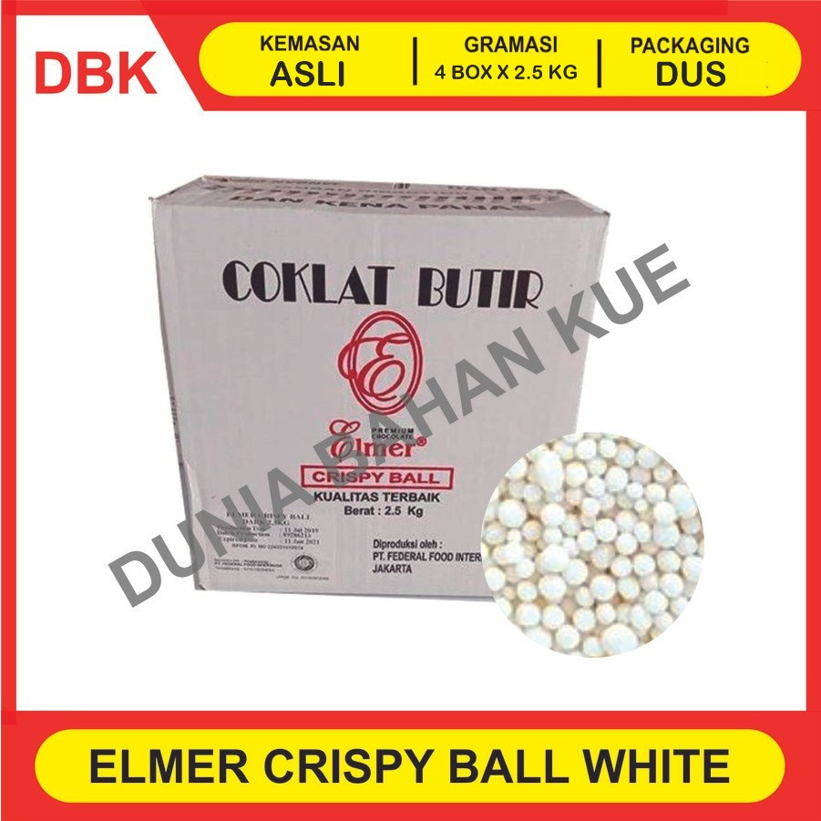 

ELMER CRISPY BALL WHITE CHOCOLATE VANILLA 2.5 KG - 1 DUS 4 BOX