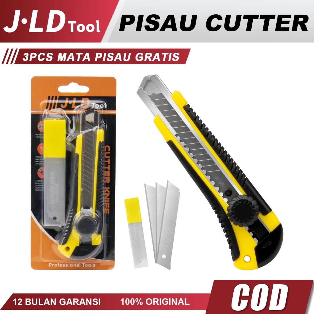 

JLD Pisau Cutter 18MM Utility Knife Multifungsi 3PCS Mata Pisau Gratis