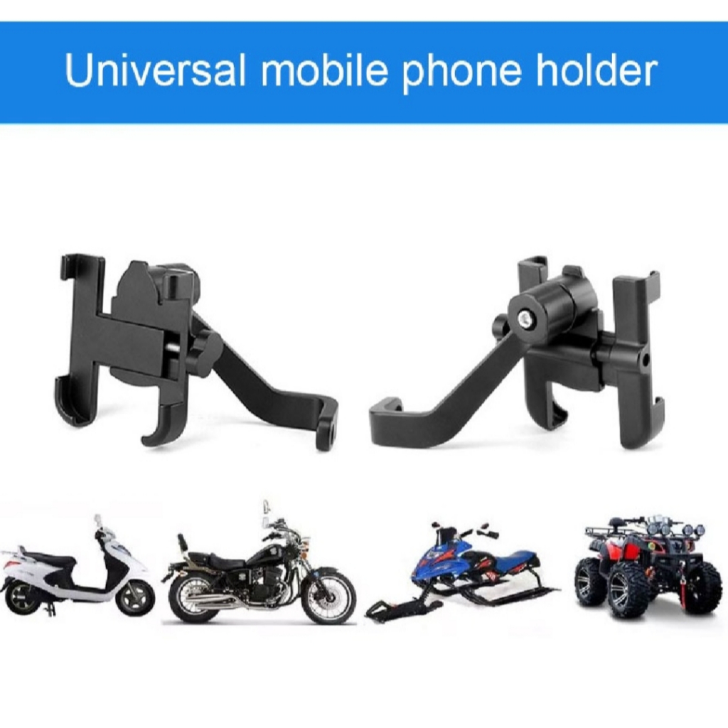 ORI PHONE HOLDER STANG MOTOR UNIVERSAL /Holder Hp Motor Full Besi aluminium Spion Motor Universal