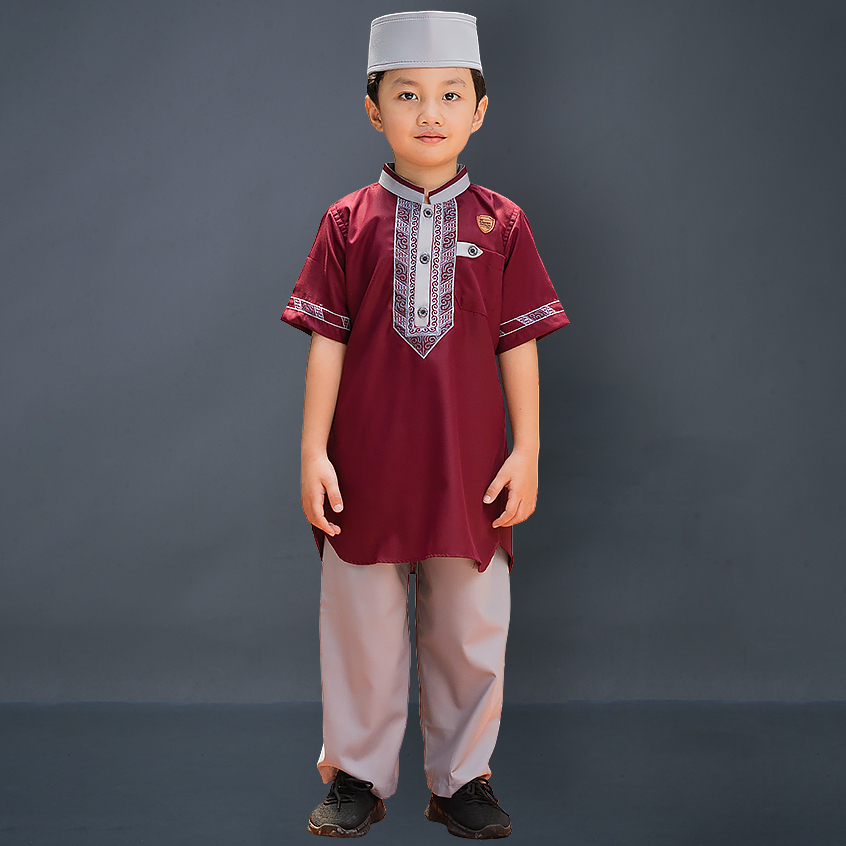 Kawan Muslim - Baju Koko Anak Laki Laki Bordir Dada Usia 1 - 12 Tahun