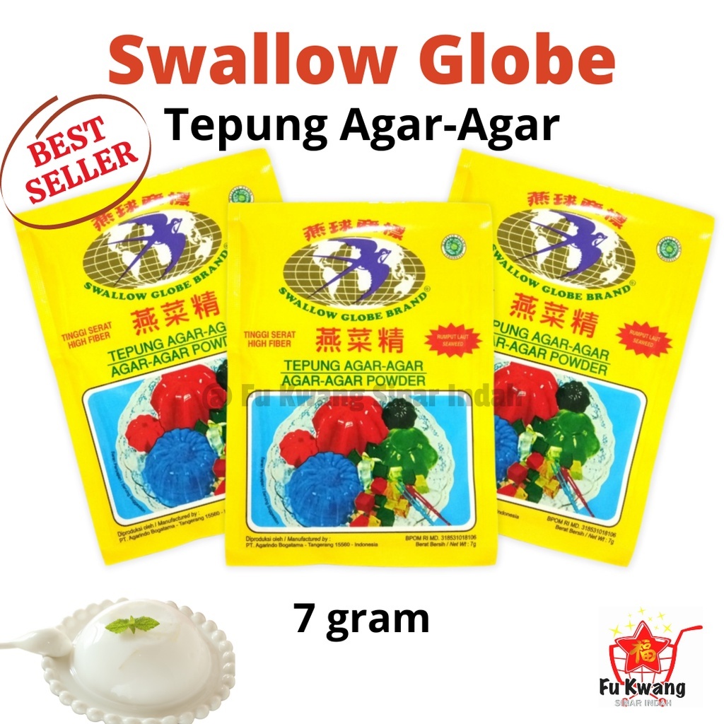 

( ECER ) AGAR-AGAR SWALLOW SACHET 7GR / SWALLOW GLOBE BRAND Tepung Agar - Agar