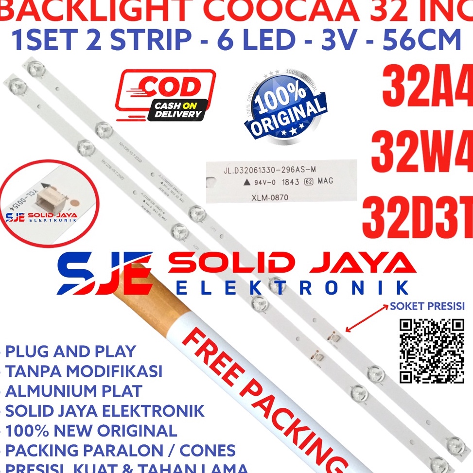 KODE N3Q BACKLIGHT TV LED COOCAA 32 INC 32A4 32W4 32D3T LAMPU BL 6K 3V 6 KANCING 3 VOLT V 32A 32W 32