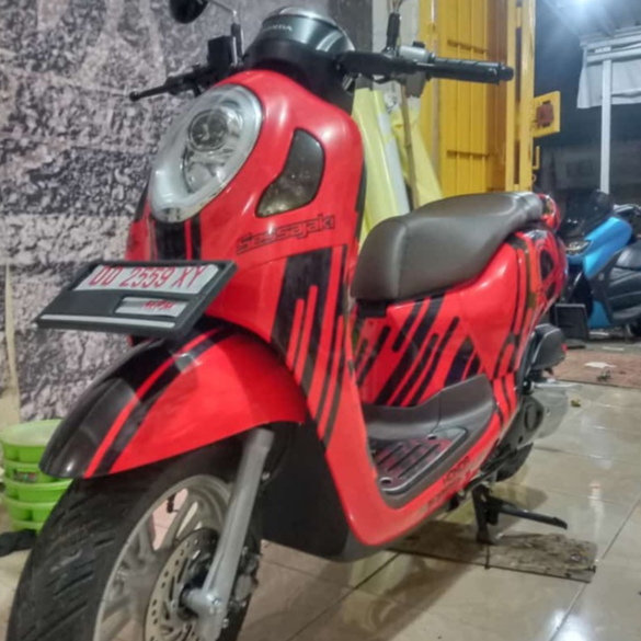 Stiker Scoopy 2021 2020 2022 motor scoopy Scopy Full Body Motif Garis Garis Warna Merah Dan Hitam