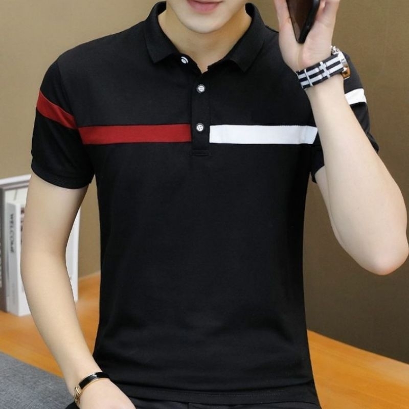 Kaos Pria Polo Kerah Bahan Combed//Kaos Pria  Polos Kancing&Kerah