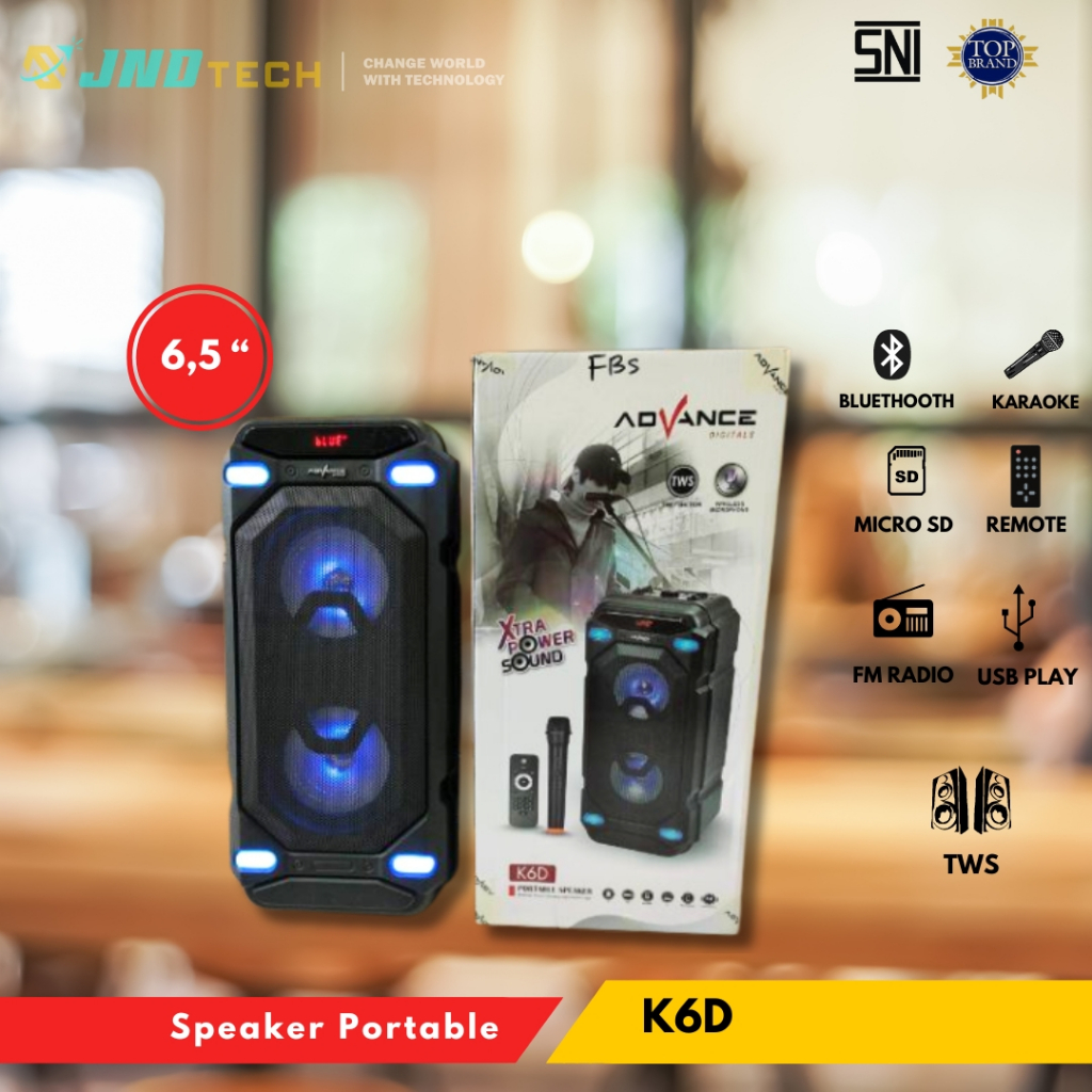ADVANCE PORTEBLE SPEAKER METING K6D PORTABLE K-6D K 6 D RGB BATTERY BATERAI