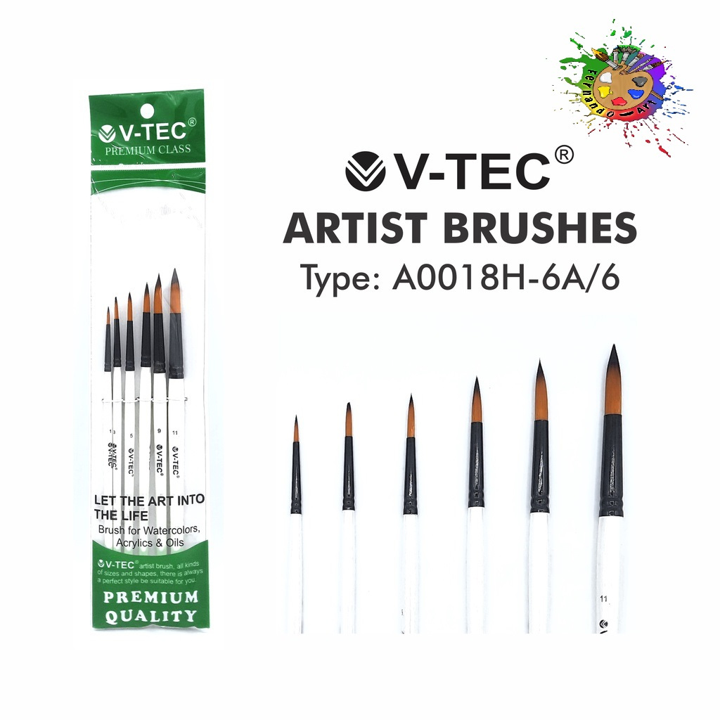 

V-Tec Brush A0018H-6A/6 / Kuas Runcing V-Tec isi 6 Pcs