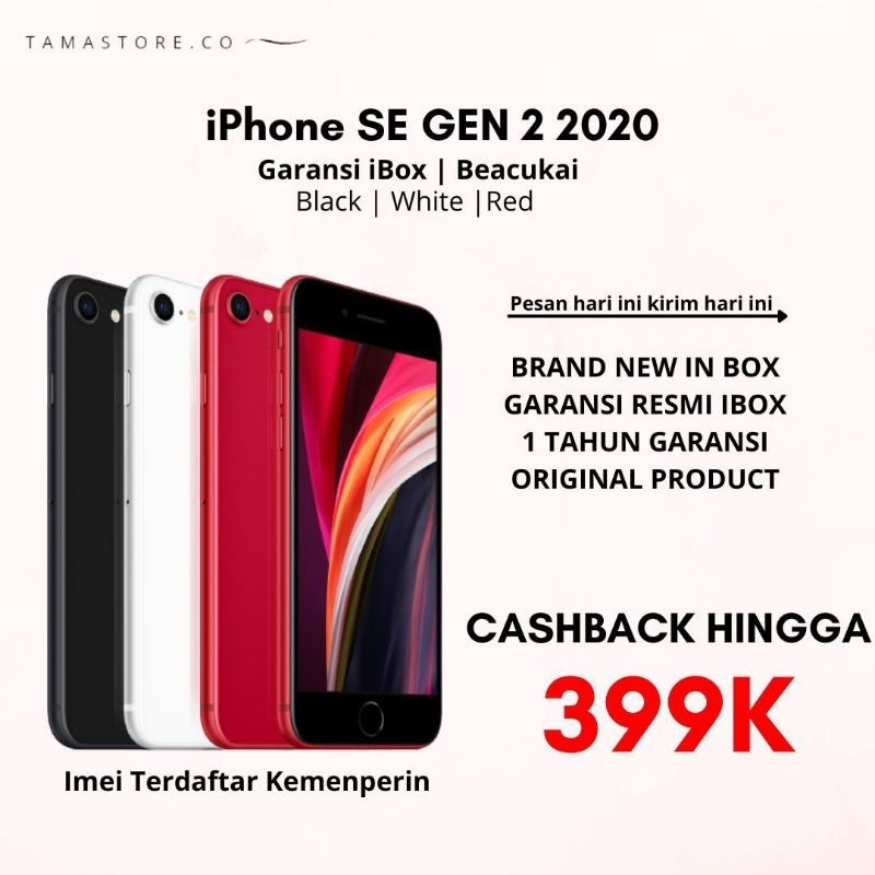 iPhone SE 2020 Mulus Fullset Second Original 100% iBox / Beacukai - 256GB/128GB/64GB
