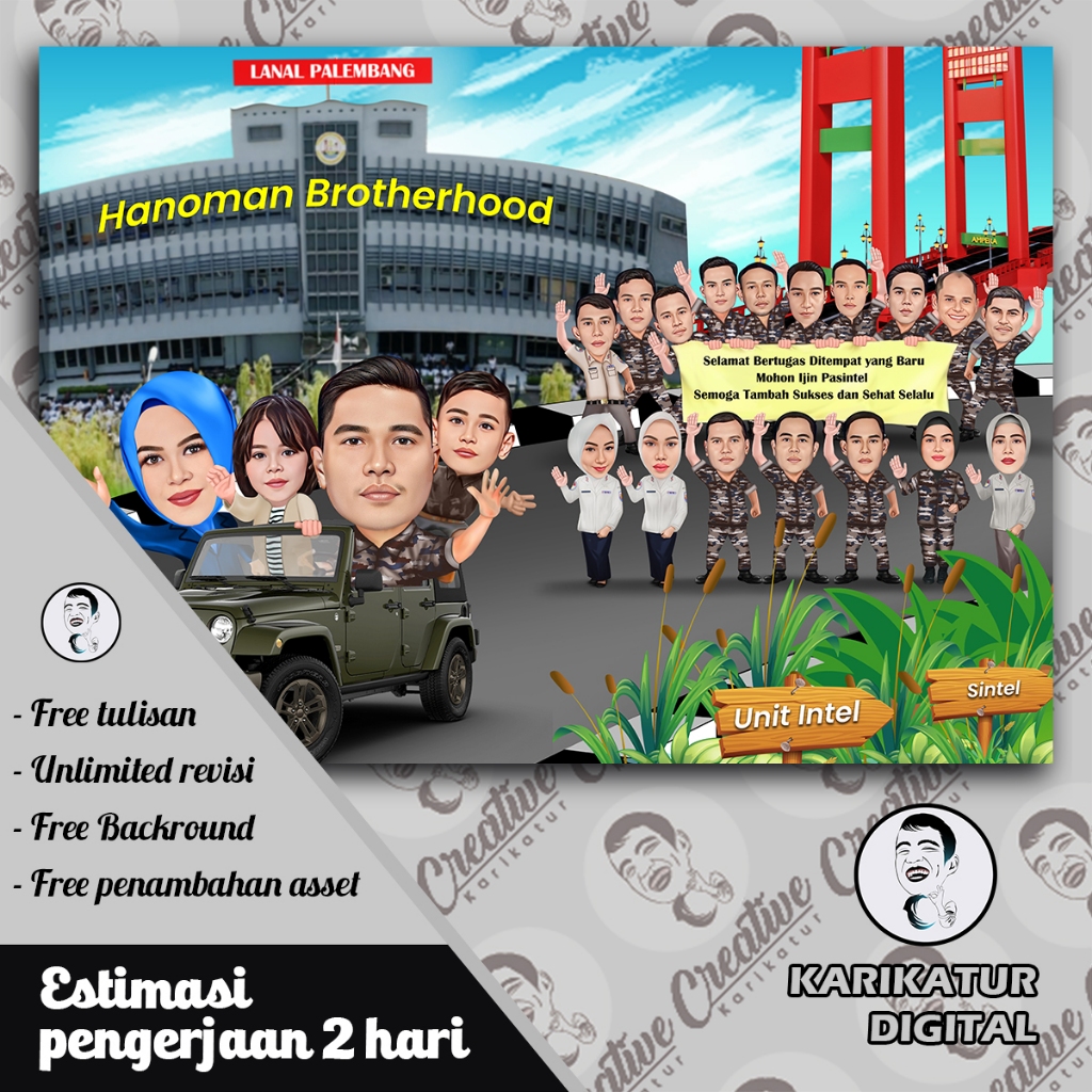 [SOFTFILE KARIKATUR] Karikatur Konsep Polisi untuk acara kenaikan pangkat atau pindah tugas, bisa ju