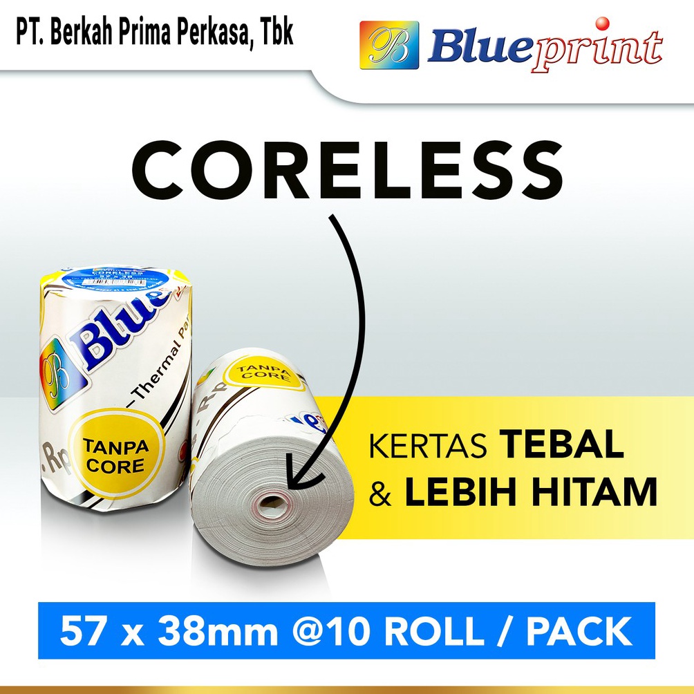 

Kertas Thermal Struk Kasir PPOB BLUEPRINT 57 x 38 57x38 mm 1 Pack Isi 1 Roll ART J8P2