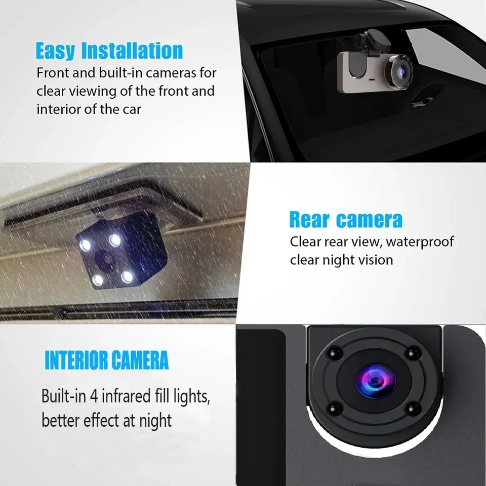 KAMERA MOBIL 3 KAMERA FHD NIGHT VISION LCD 2in DVR DASHCAM Y15