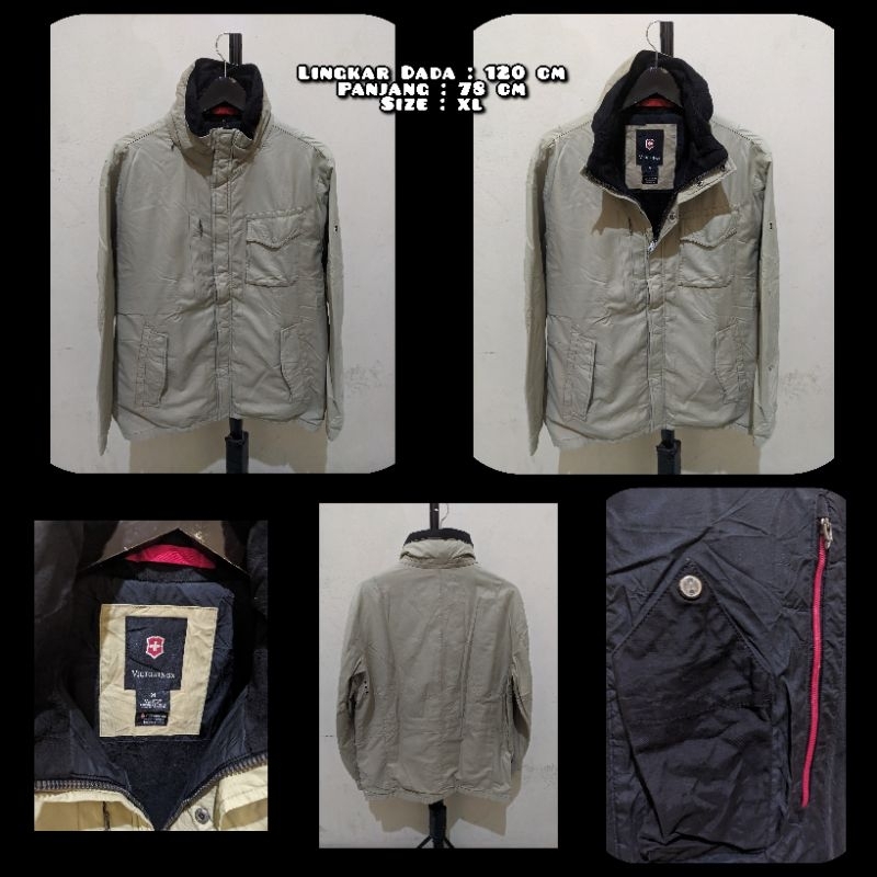 Jaket Tebal Merk Victorinox Warna Cream Second Original.