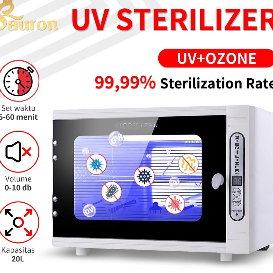 Sauron UV Sterilizer Box Disinfection Cabinet UV Ozon Kill Covid Alat steril Salon Alat Kuku Kecanti
