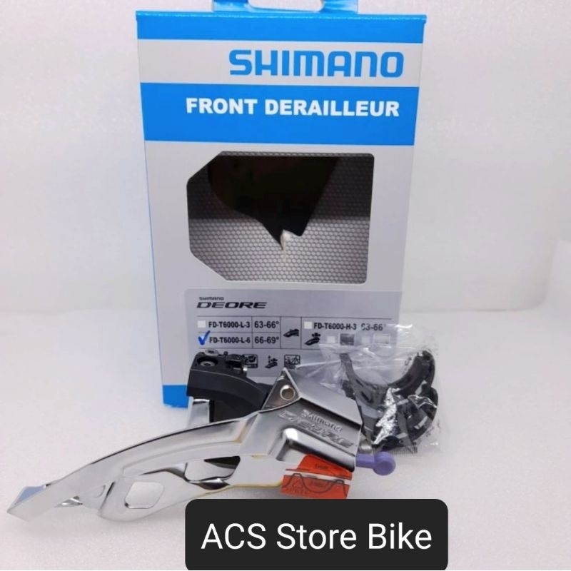 FD SHIMANO DEORE TRIPLE SPEED T6000 PENGOPER GIR DEPAN SEPEDA 44 - 48T JAPAN