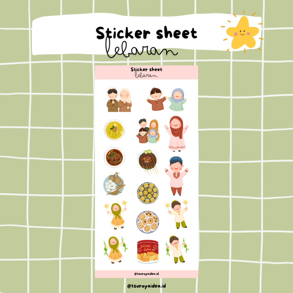 

SS020 - Lebaran Sticker Sheet, Sticker Journal Lucu Aesthetic