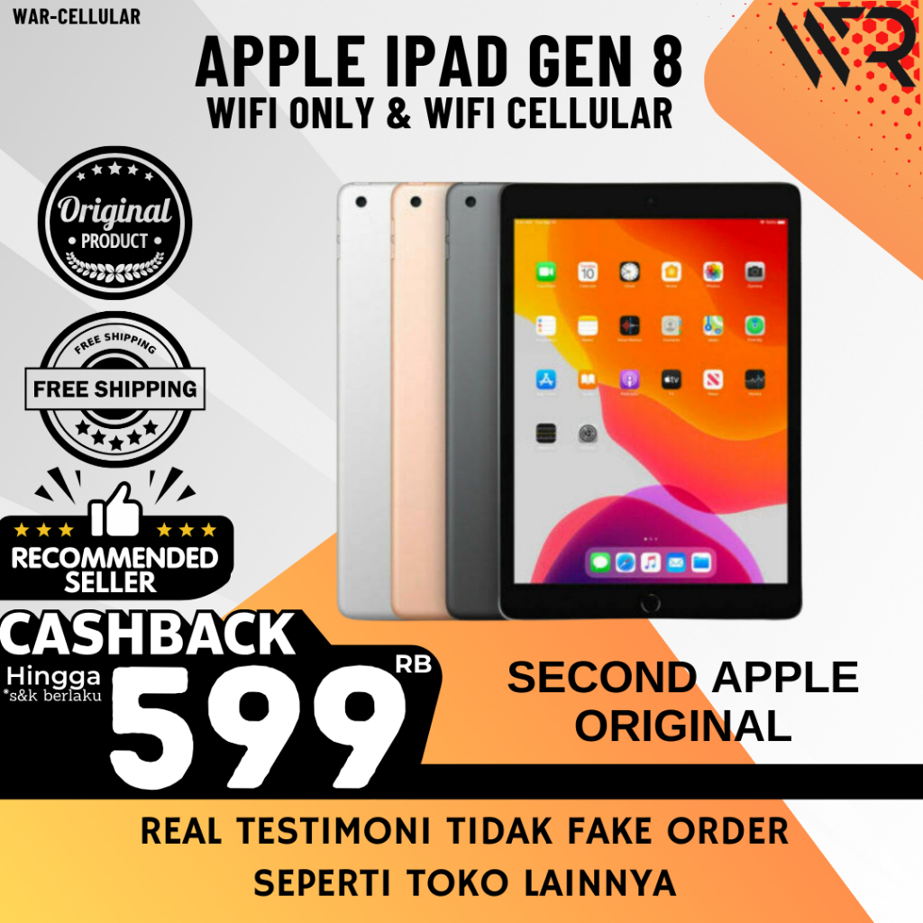 Apple iPad 8 | 7 128GB 32GB Wifi Cellular | Gen 8th 7th Second Resmi