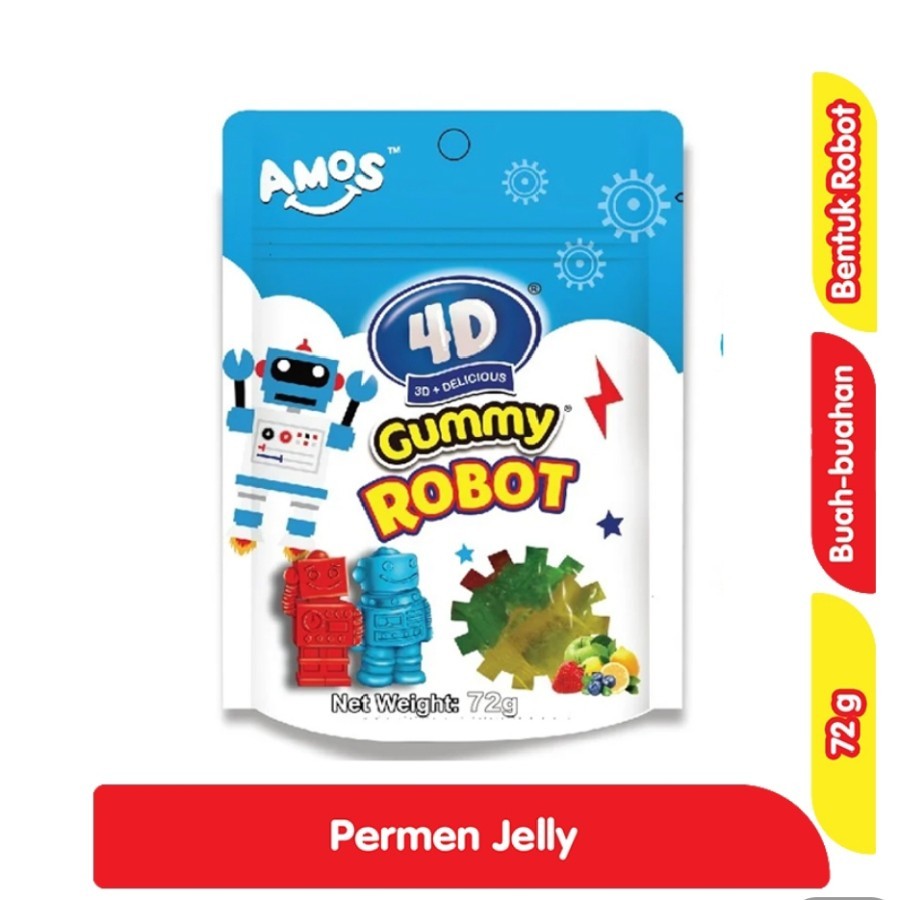 

AMOS 4D Gummy Robot Permen Jelly Buah-buahan 72 g