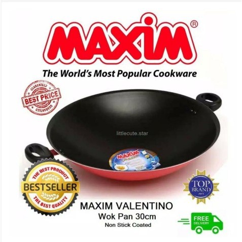 MAXIM 30CM VALENTINO WOK WAJAN PENGGORENGAN TEFLON