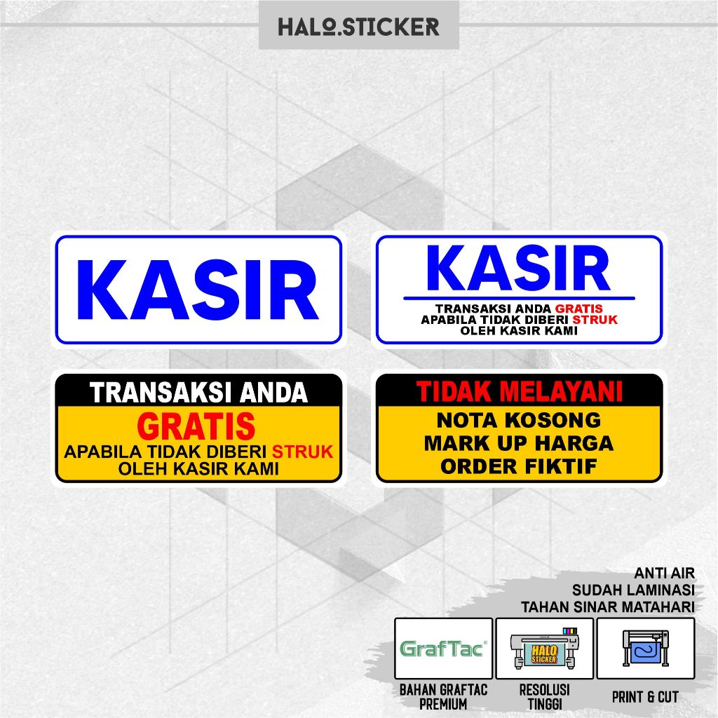 

Stiker Kasir | Stiker Transaksi Gratis | Stiker Bon Kosong | Anti Air Waterproof
