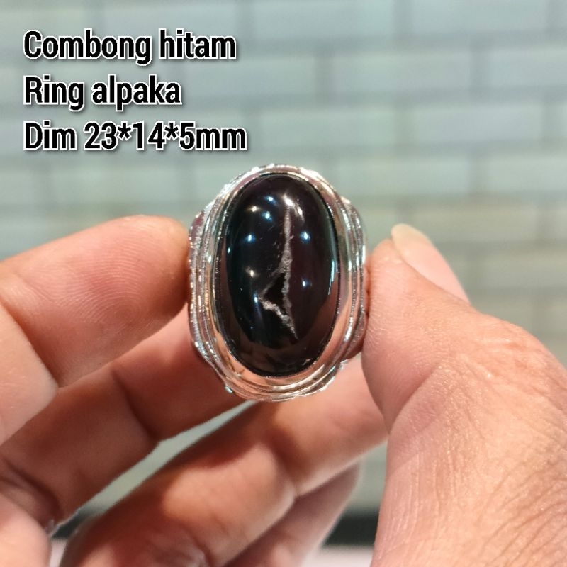 CINCIN BATU COMBONG HITAM RING ALPAKA