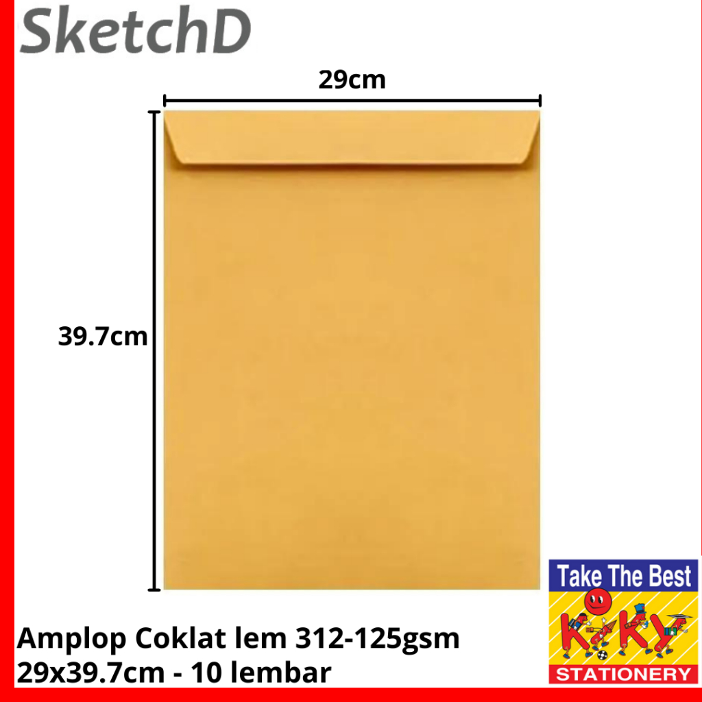 

Amplop Coklat lem 312 - 125 gsm Kiky Envelope 29x39.7cm 10 lembar